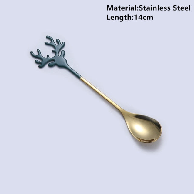 Navidad Merry Christmas Elk Tree Spoons