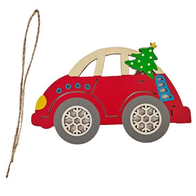 Pendant Wooden Painted Colorful Car