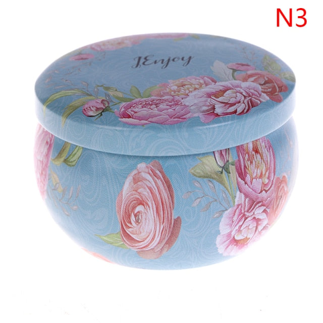 Scented candles Empty Box with flowers Tin Can Candle
