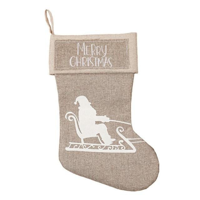 Christmas Snowman Santa Elk Bear Printing Xmas Candy Gift Stockings - Christmas Trees USA