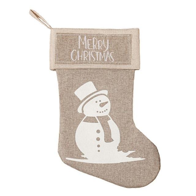 Christmas Snowman Santa Elk Bear Printing Xmas Candy Gift Stockings - Christmas Trees USA