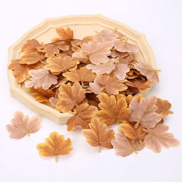 Artificial Maple Leaves Fake Fall Leaf Christmas Decor Ornaments - Christmas Trees USA