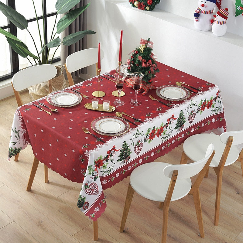 Christmas Print Tablecloth Waterproof Anti-stain