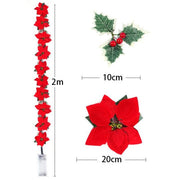 Christmas Poinsettia Flower Garland String Lights