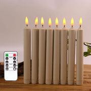 Pack of 6 Yellow Flickering Remote LED Taper Candles,20.5 cm/25.5 cm