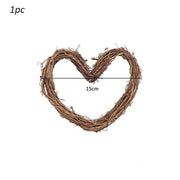 10-30cm Xmas Home Decor Heart Natural Rattan Wreath - Christmas Trees USA