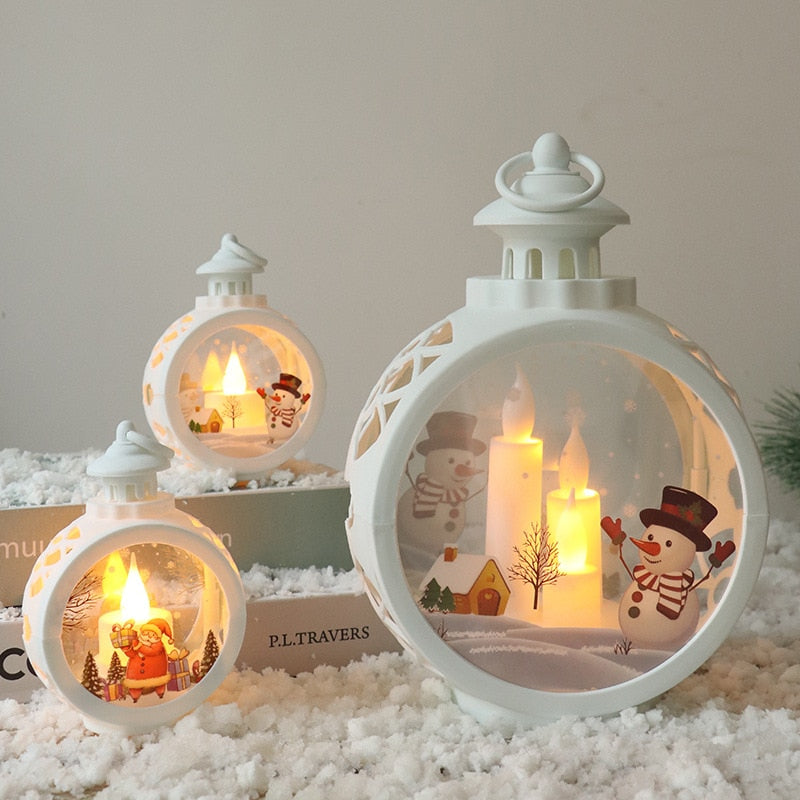 Santa Claus Snowman Lantern Light Christmas Tree Ornament - Christmas Trees USA