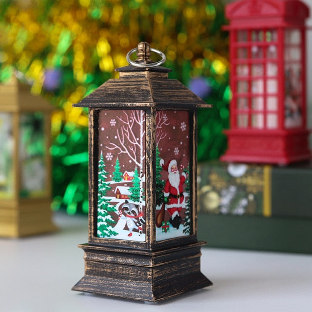 Santa Claus Snowman Lantern Light Christmas Tree Ornament - Christmas Trees USA