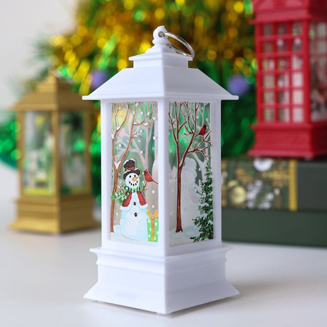 Santa Claus Snowman Lantern Light Christmas Tree Ornament - Christmas Trees USA