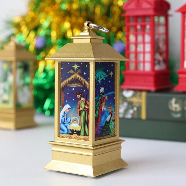 Santa Claus Snowman Lantern Light Christmas Tree Ornament - Christmas Trees USA