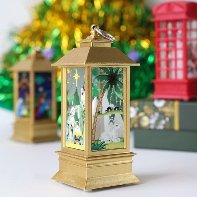 Santa Claus Snowman Lantern Light Christmas Tree Ornament - Christmas Trees USA
