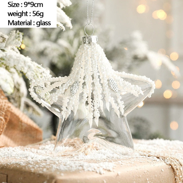 Christmas Ornament Set Glass Christmas Ball White Foam Plastic Ball