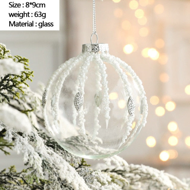 Christmas Ornament Set Glass Christmas Ball White Foam Plastic Ball