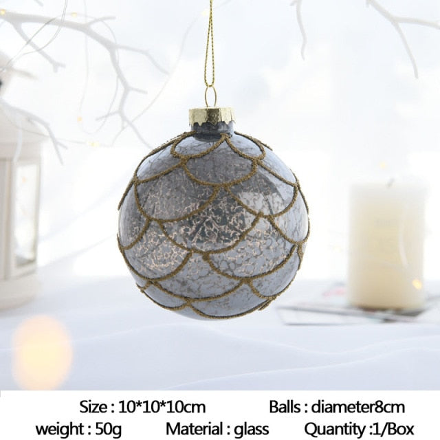 Christmas Ornament Set Glass Christmas Ball White Foam Plastic Ball