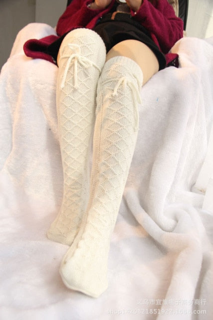 Christmas Women Knitted Socks Over-knee Pile - Christmas Trees USA