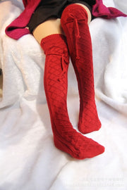 Christmas Women Knitted Socks Over-knee Pile - Christmas Trees USA