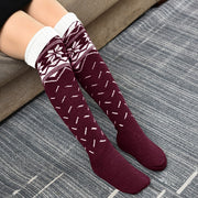 Christmas Women Knitted Socks Over-knee Pile - Christmas Trees USA