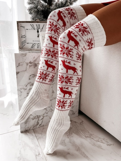 Christmas Women's Long Knitted Stockings - Christmas Trees USA