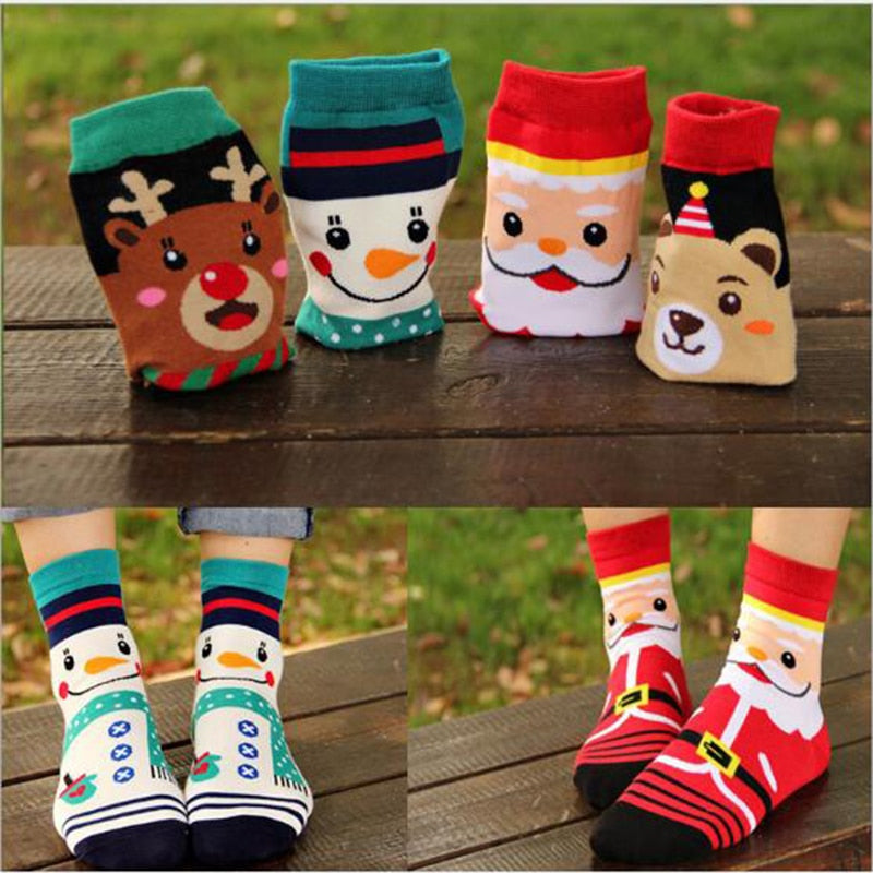 Santa Claus Comfortable Cotton Cartoon Socks - Christmas Trees USA
