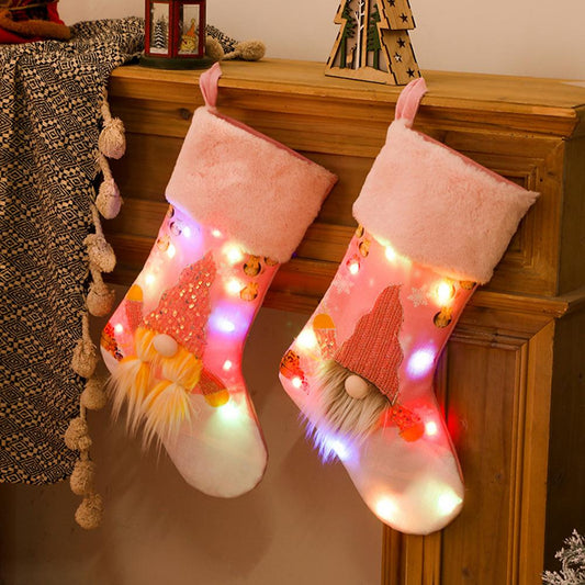 Lovely Christmas Stocking Sparkly Lights Pink Glowing - Christmas Trees USA