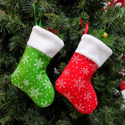 Merry Christmas Stockings Green Red Snowflake Socks - Christmas Trees USA