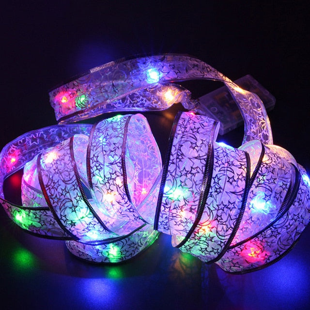 2/4m Fairy Lights Strings Cooper Wire Ribbon Bows Lights - Christmas Trees USA