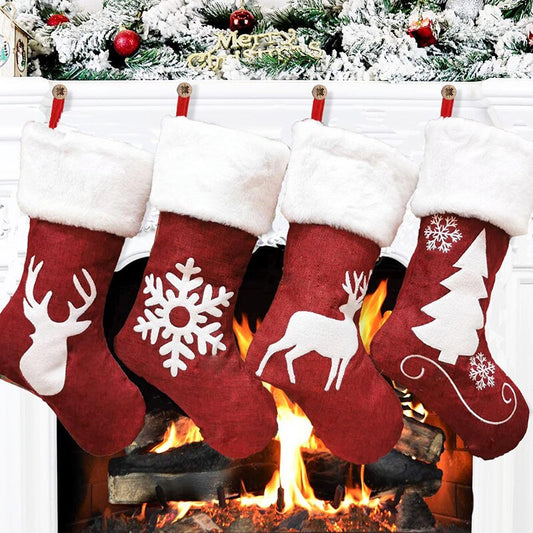 Christmas Tree Elk Snowflake Ornament Print socks - Christmas Trees USA