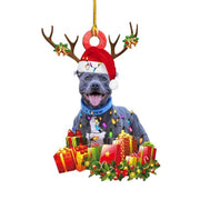 Wooden Dog Drop Ornament Christmas Tree Puppy Pendant