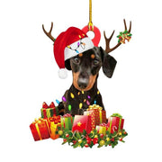 Wooden Dog Drop Ornament Christmas Tree Puppy Pendant