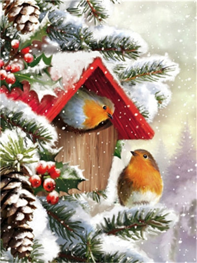 Christmas Decoration Bird Painting