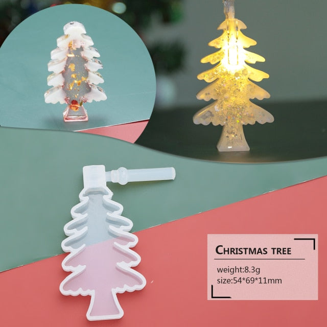 Resin DIY Mold Holiday Decoration Christmas Light Card - Christmas Trees USA