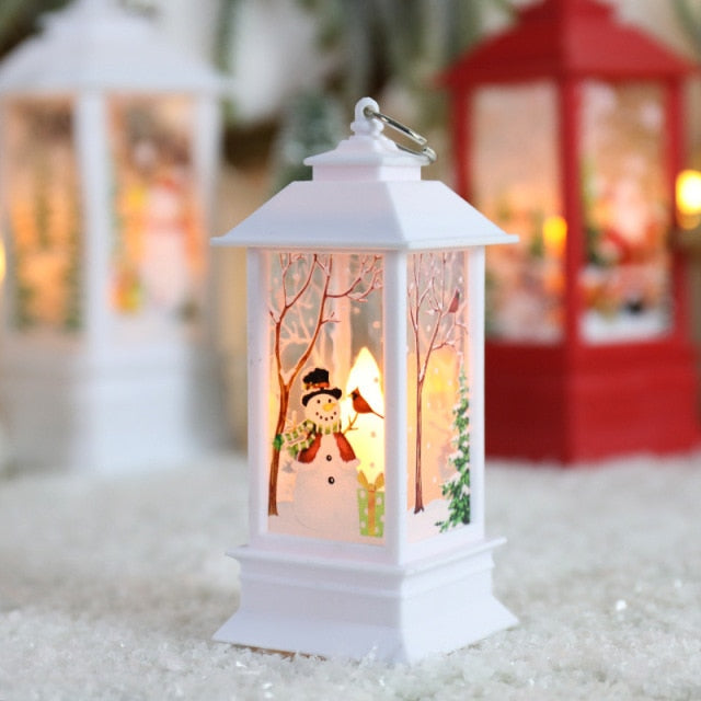 Santa Claus Snowman Lantern Light - Christmas Trees USA