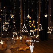 Christmas Fairy Curtain String Lights 3.4M LED Star Deer - Christmas Trees USA