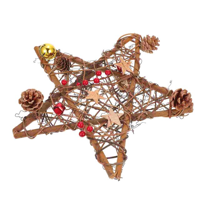 Christmas Wreath Decor Five-pointed Star Wreath Pendant Festival Wreath (Light) - Christmas Trees USA