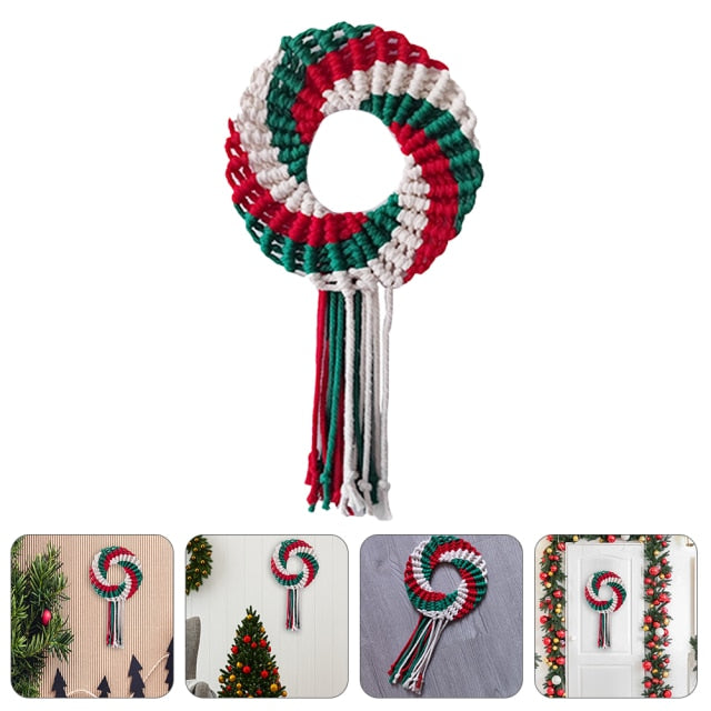 Christmas Wreath Wall Hanging Woven Ornament - Christmas Trees USA