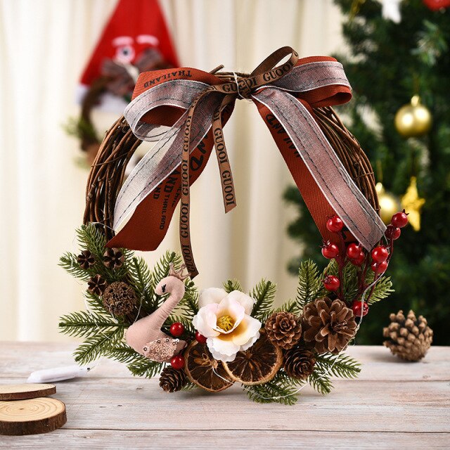 Artificial Christmas Wreath Colorful Beautiful Wall Window Wreath - Christmas Trees USA