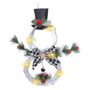 Christmas Wreath With Lights Decoration Snowman Artificial Wreath - Christmas Trees USA
