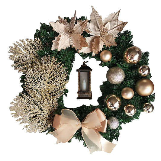 Elegant Red Christmas Wreath Champagne Gold - Christmas Trees USA