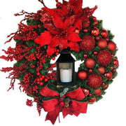 Elegant Red Christmas Wreath Champagne Gold