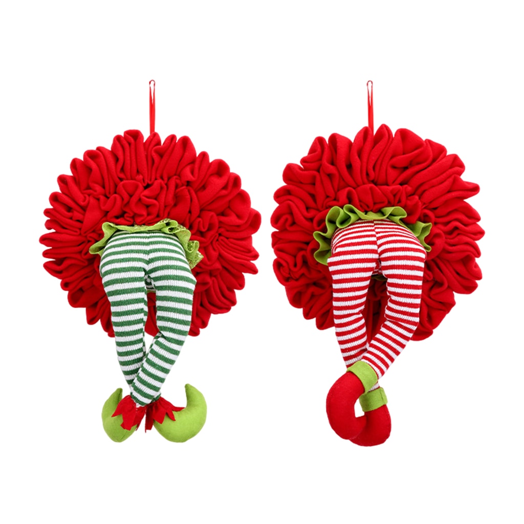Merry Christmas Wreath Elf Leg Cute Artificial Christmas Wreath - Christmas Trees USA