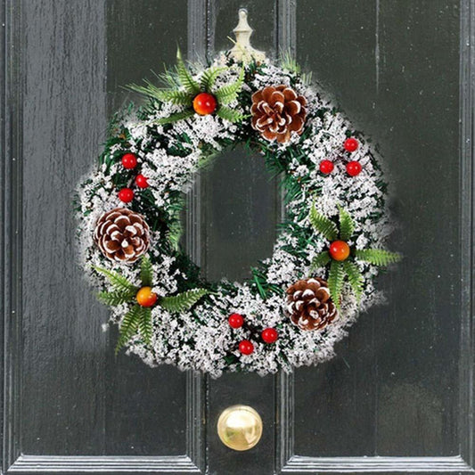 30CM Christmas LED Wreath With Artificial Pine Cones Berries - Christmas Trees USA