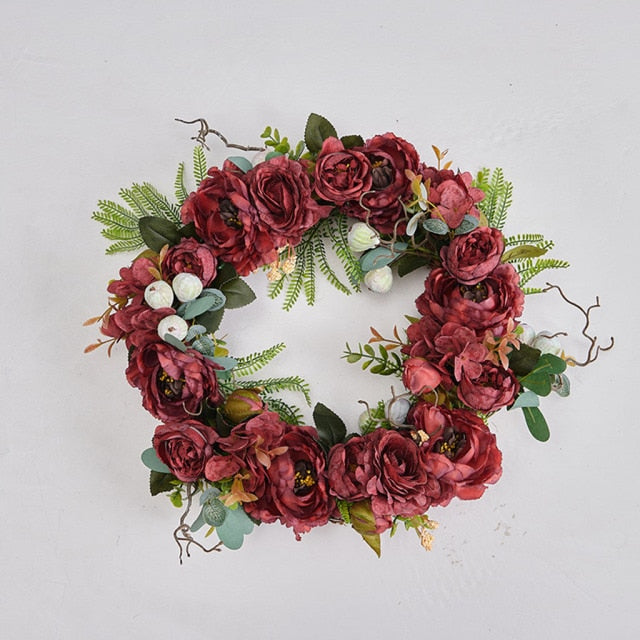 Artificial Flower Wreath Peony Garland DIY - Christmas Trees USA