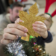 Gold Glitter Christmas Leaf Tree Topper Projector
