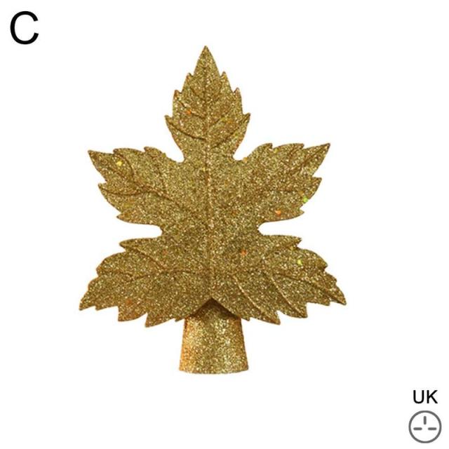 Gold Glitter Christmas Leaf Tree Topper Projector