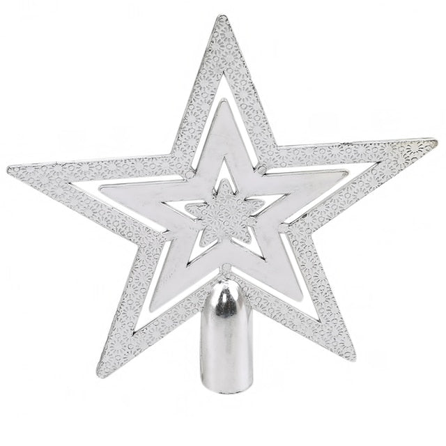 Merry Christmas Golden Star Five Point Star Tree Top
