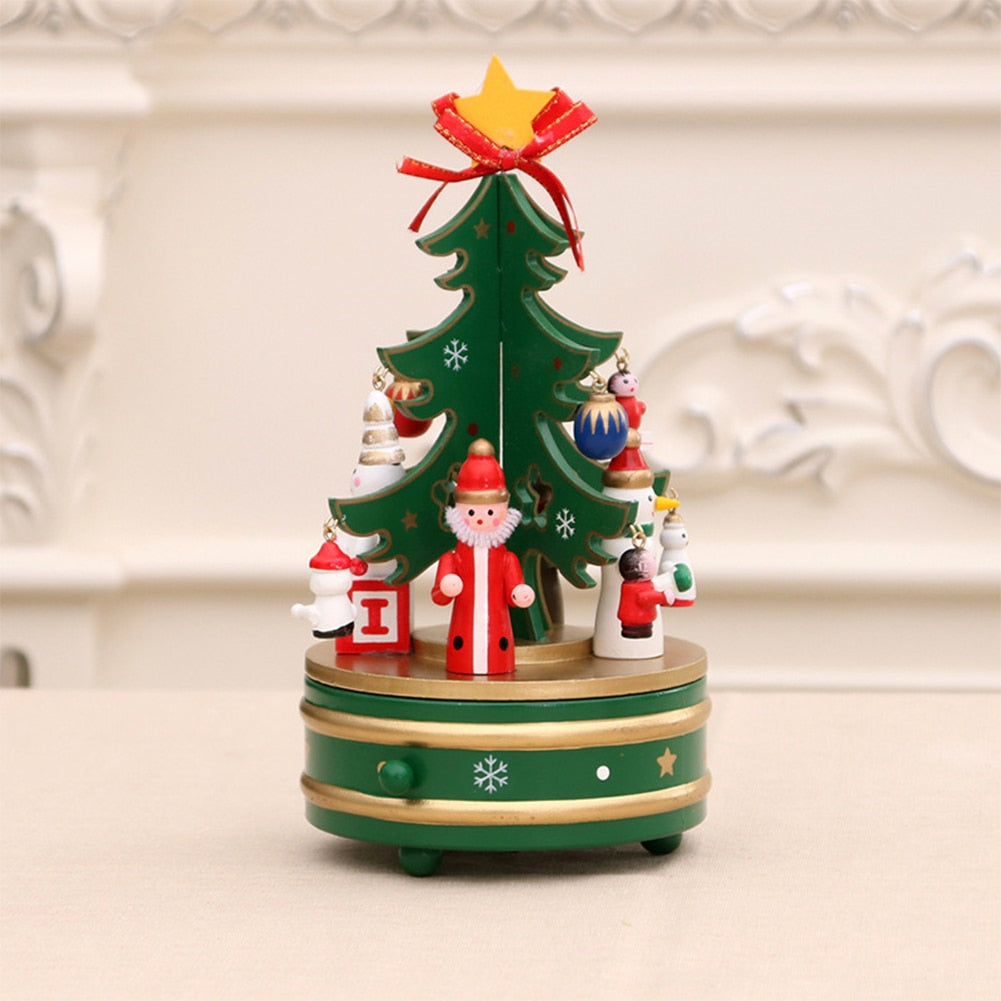 Wooden Christmas Tree with Music Box