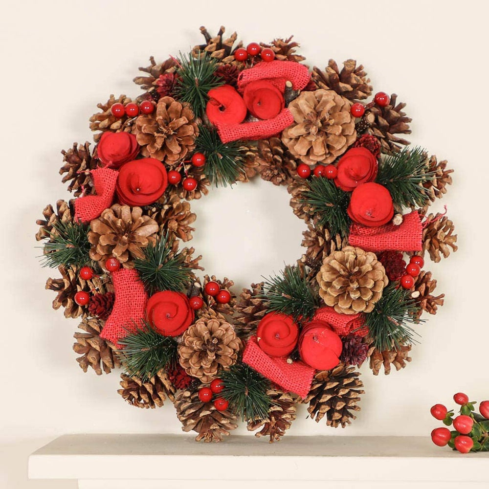 Artificial Pinecone Red Berries Flower Garland