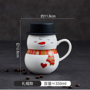 Christmas Snowman Ceramic Mugs Creative Cartoon Water Cup with Lid