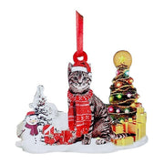 Hand-Painting Wooden Christmas Cat Cute Hanging Ornament