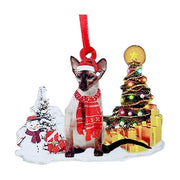 Hand-Painting Wooden Christmas Cat Cute Hanging Ornament